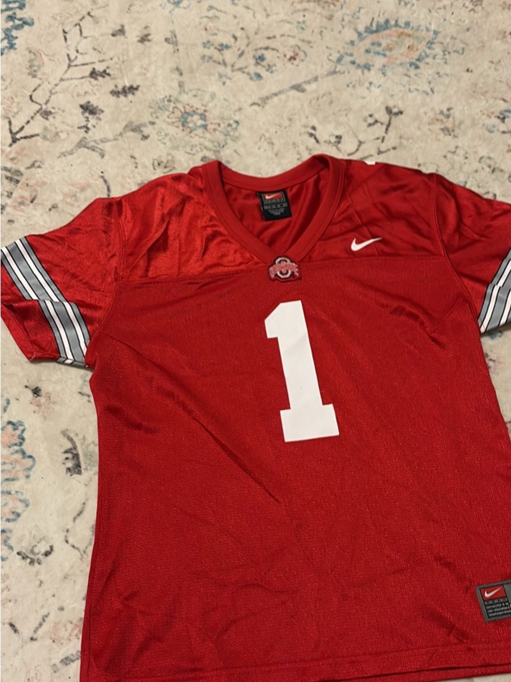 Nike Red #1 Football Jersey with Ohio State. Size boys Medium. Great condition
